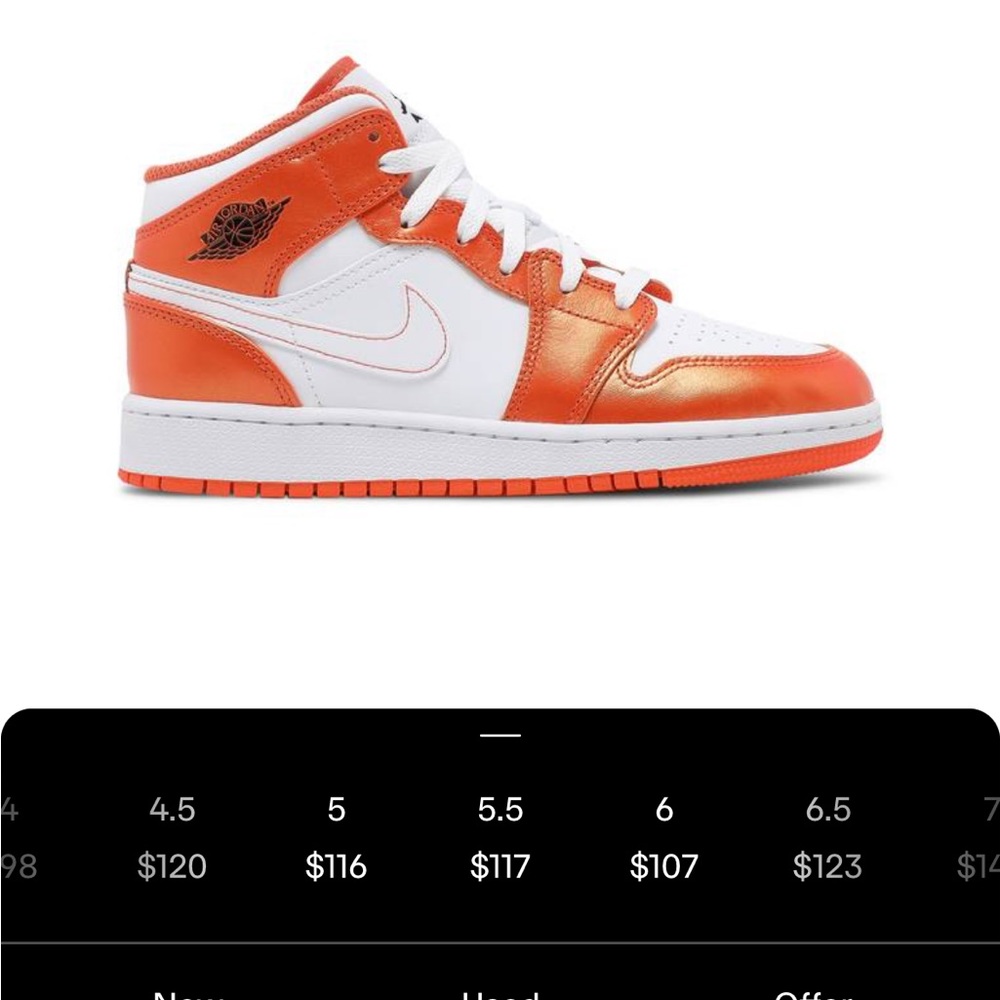 brand new air Jordan 1 mid “electro orange” size 5.5y original l